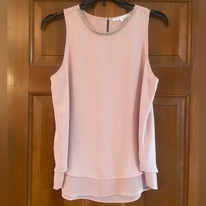 Violet + Claire Blush Embellished Sleeveless Top Size Small